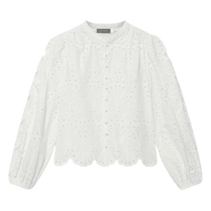 Mint Velvet White Cotton Broderie Detail Blouse